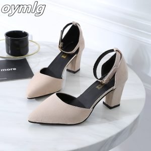 Korean version wild thick with pointed single shoes fashion comfortable high heels trend sexy high heels wedding shoes mujer